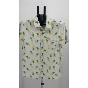 Retro Rifle Pain Killer Men M Pineapple Print Short Sleeve Button Shirt Tropical